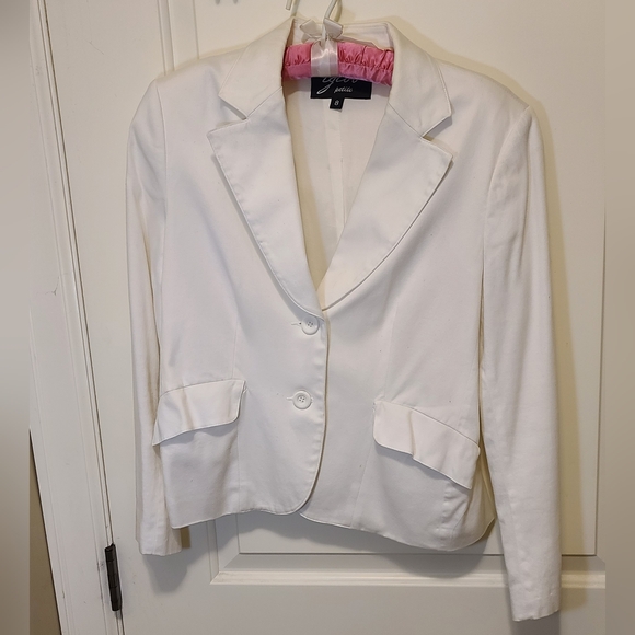 Igloo Petite White Structured Cotton Blazer Size 8P - Picture 2 of 14